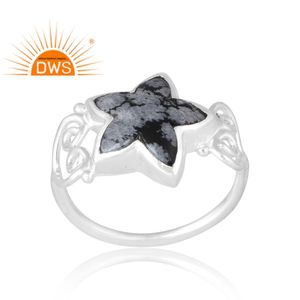 Best Selling 925 Sterling Silver Natural Snowflake <b>Obsidian</b> Gemstone Ring Custom <b>Jewelry</b> For Women Gift For Her - Product Image 1