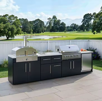 Cuisine extérieure en acier inoxydable de luxe, design personnalisé en usine, abri de cuisine moderne avec barbecue