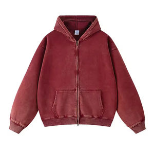 Ventes en gros de sweats à capuche unisexes à fermeture éclair, pull de haute qualité pour hommes, sweat à capuche surdimensionné en polaire, sweat à capuche à fermeture éclair délavé à l'acide - Product Image 4