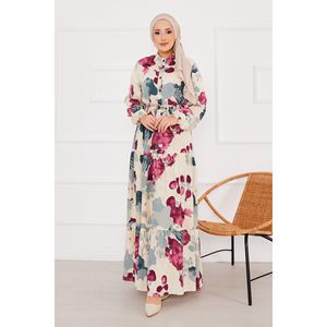 Robe modeste de hijab en viscose à motifs floraux violets - Product Image 3