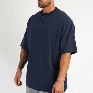 เสื้อทีเชิ้ตผู้ชายผ้าฝ้าย100% หรูไหล่ปล่อยชายพิมพ์ลายโลโก้ - Product Image 2