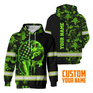 <b>Top</b> Quality Hi Vis Green Skull Sublimation Print Safety <b>Reflective</b> Hi Visibility Safety Hoodie for Men - Product Image 6