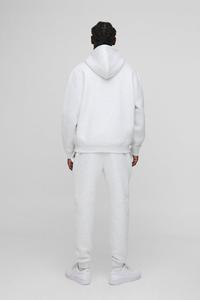 ชุดเสื้อผ้าแนวสตรีท2ชิ้นแบบลำลองสีเทาอ่อนสำหรับผู้ชายกางเกงวิ่งแบบสวมหัวผ้าฟลีซรุ่นพรีเมี่ยมสีเทาอ่อนมีกระเป๋าจิงโจ้ - Product Image 3