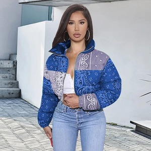 Veste pour femme de qualité supérieure, imprimée par sublimation, respirante, col montant, veste matelassée tendance, veste d'hiver courte - Product Image 6