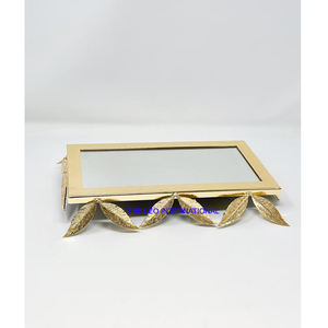 Plateau de service vintage en acier inoxydable poli, écologique, pour la maison, le café, le restaurant, organisateur de table créatif, rangement pour fêtes - Product Image 2