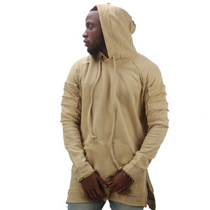 Sudadera con capucha para hombre, 100% algodón, corte largo, dobladillo curvo, cremallera completa, estilo urbano, logotipo personalizado, OEM, venta al por mayor - Product Image 1