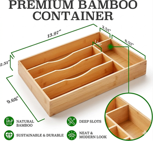 Organisateur de tiroir à couverts en bois de hêtre de qualité supérieure - Product Image 4