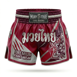 Shorts de Muay Thai personnalisés OEM, en tissu satiné, shorts de boxe, équipement de combat MMA, fournisseur en gros, shorts de Muay Thai brodés - Product Image 3