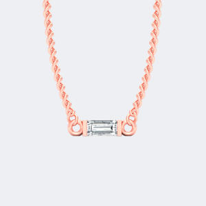 Collar con Colgante Horizontal de Diamantes Baguette de 0.10CTW, Oro de 14k, Diamantes Cultivados en Laboratorio, Color D, VVS, Estilo Minimalista para Mujer - Product Image 1