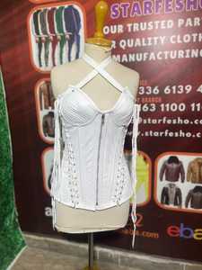 Tùy chỉnh nhiệm vụ nặng nề da bò da Corset XS để XL màu trắng thêu xoắn ốc xương vải thoáng khí chính hãng vạt áo - Product Image 3