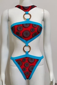 Ensemble bikini personnalisable Logo 2 Set avec broderie cordon de serrage ceinture en maille disponible lettre Paisley 2pcs lavé teint uni - Product Image 4