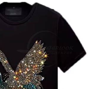 Conception la plus populaire T-shirt strass pour hommes T-shirt strass personnalisé pour hommes Strass de meilleure qualité - Product Image 4