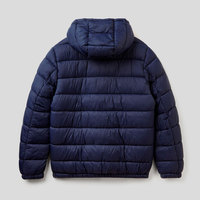 Veste matelassée en toile personnalisée pour homme, col montant brodé, bleu marine, manteau d'hiver à capuche, imperméable, respirant, écologique, à carreaux