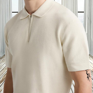 T-shirt en tricot de coton peigné personnalisé de haute qualité pull d'affaires respirant à manches courtes pull POLO pour hommes - Product Image 5