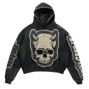 Sudadera con Capucha para Hombre, 100% Algodón, Diseño 3D, Estilo Vintage, Lavado Ácido, Personalizada, Bordado Desgastado, Talla Grande, Venta al Por Mayor de Fábrica - Product Image 4