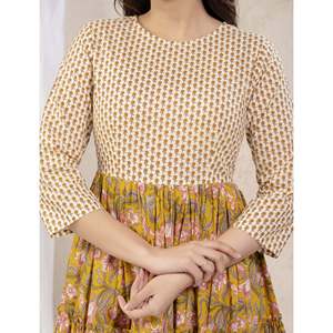 Robe Anarkali en coton imprimé style pakistanais et indien, salwar kameez et costume en georgette et soie pour les occasions spéciales - Product Image 2