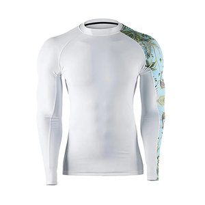 T-shirt de compression à manches longues rouge et noir pour homme, imprimé par sublimation, ajusté, pour MMA, extensible, haute performance - Product Image 3