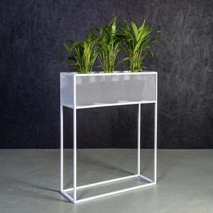 High Quality White Mesh Iron Planter Stand Set of 3 for Indoor Home & Garden <b>Plant</b> <b>Decor</b> - Product Image 2