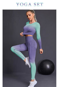 Ensemble de yoga de fitness pour femmes de haute qualité avec décoration de ceinture à motif solide taille élastique-ensemble de 2 pièces de marque privée - Product Image 6