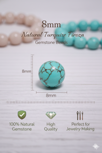 ลูกปัดพลอยเทอร์ควอยซ์ฟิโรซ่าธรรมชาติขายส่ง คุณภาพสูง สำหรับทำเครื่องประดับ DIY สร้อยข้อมือ สร้อยคอ - Product Image 3