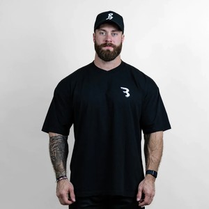 ผู้ผลิตเสื้อยืดออกกำลังกายแบบโอเวอร์ไซส์สำหรับผู้ชาย ผ้าฝ้ายผสมใยไผ่ ระบายอากาศได้ดี รับผลิตตามสั่ง - Product Image 6