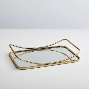High-End Gold Finishing Mirror <b>Tray</b> for <b>Perfume</b>, Factory Supply Rectangle Metal Serving <b>Tray</b> for Jewelry & Hospitality - Product Image 4