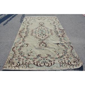 พรมวินเทจขนาดใหญ่ 5.4x9.3 ฟุต พรมตุรกี สีน้ำตาลน้ำเงิน พรมขนสัตว์โมร็อกโก - Product Image 1