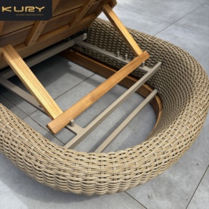 Chaise longue de jardin <span class=keywords><strong>en</strong></span> teck pour extérieur, lit de repos <span class=keywords><strong>en</strong></span> rotin, mobilier de terrasse <span class=keywords><strong>en</strong></span> bois - Product Image 6