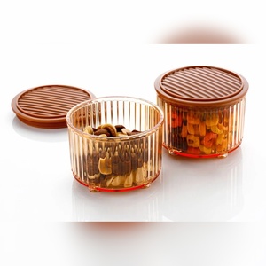 Stylish Aalok <b>plastic</b> dry fruit <b>container</b> 500g 2 compartment detachable <b>lid</b> multipurpose kitchen storage <b>container</b> - Product Image 1