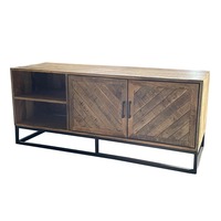 Sabia 140 cm Moderne Ferme-Style TV Stand Table Mangohouten Meubles En Bois pour La Maison Salon pour Salon Chambre