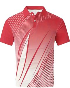 Camiseta Polo Personalizada para Hombre, Camiseta de Golf de Manga Corta con Estampado de Rayas Rojas y Azul Marino, Transpirable, de Poliéster, Informal, OEM Personalizado - Product Image 1