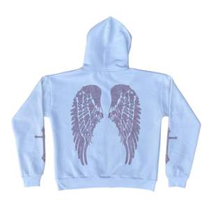 Sweat à capuche pour femme, tendance, avec fermeture éclair, orné de strass blancs, de badges tissés et de paillettes, confortable - Product Image 1