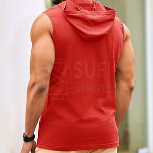 Pull-over solide pour homme, sans manches, à capuche, qualité supérieure, nouveau design, polyester/coton, automne pour homme - Product Image 2