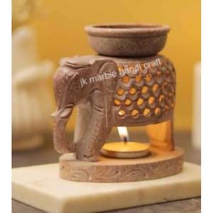 เครื่องกระจายกลิ่นหอมรูปช้างใช้ตกแต่งบ้านสวยงามโคมไฟกลางคืนดีไซน์งานไม้งานฝีมือขี้ผึ้งสูงขนาด10x10ซม. มีกลิ่นหอม - Product Image 3