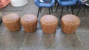 Pouf en cuir de style marocain pour console de salon ME-LTHPF-001 incrustation d'os - Product Image 6