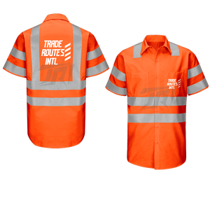 Ensemble de vêtements de travail de sécurité réfléchissants avec logo personnalisé, durable, imperméable, en polyester, chemise à boutons, bavette, col rond, qualité supérieure - Product Image 5