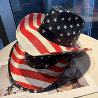 Chapeau de cowboy en paille avec drapeau américain pour les vacances et la fête nationale américaine, chapeau personnalisé, chapeau d'été, OEM ODM