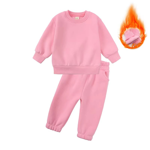 Automne décontracté Logo personnalisé chaud polaire enfants vêtements 2 pièces hiver enfants unisexe sweats à capuche survêtement - Product Image 4