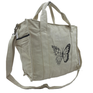 Stylish <b>Canvas</b> <b>Tote</b> Bag with Butterfly Floral Print Eco Friendly Shoulder Bag with Adjustable Strap Multipurpose Handbag OEM ODM - Product Image 1