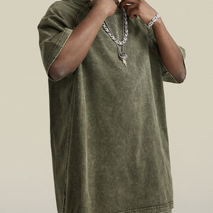 2025 nueva llegada logotipo personalizado de gran tamaño lavado ácido piedra Cómoda Vintage 100% algodón camiseta para hombres para Fitness - Product Image 2