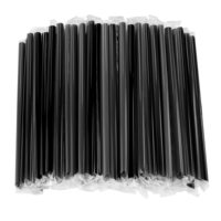 100 Pcs Pailles à Smoothie Boba Noires Emballées Individuellement en Plastique Jetables à Large Ouverture (0,43" de Largeur x 9,45" de Longueur)