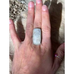 Reda Galvan Rhodium Plated Moonstone & Sterling Silver Statement <b>Ring</b> Size 8 - Product Image 2