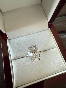 แหวนดีไซน์เนอร์หรูหรา4 CT สำหรับผู้หญิงประดับอัญมณีชั้นดีของขวัญงานหมั้นแต่งงานเจ้าสาวตัดวงรีเพชรปลูกในห้องปฏิบัติการความชัดเจน VVS - Product Image 2