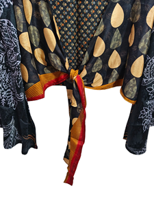 Vêtements de plage Top court en soie Multi Color Soft House Wear Multi Color Silk Blouse Short Wrap Top - Product Image 4