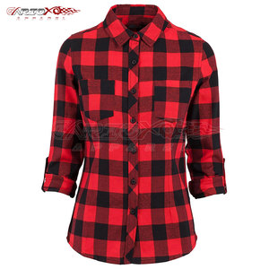 Camisa de motorista de franela para mujer con cierre de botón y diseño a cuadros para ropa de calle informal Camisa de motorista de franela elegante para mujer - Product Image 2