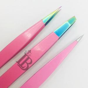 Pinzas para Cejas Color Rosa Mink, Juego de Pinzas para Cejas Rectas y Inclinadas, Pinzas con Punta Arcoíris con Logotipo Personalizado de Alta Demanda - Product Image 6