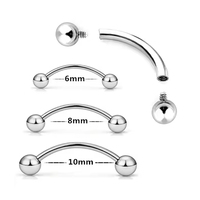 ASTM F136 Titanium Eyebrow Stud Piercing Internal Thread Curved Barbell Tragus Helix Ear Belly Lip Ring Body Piercing Jewelry