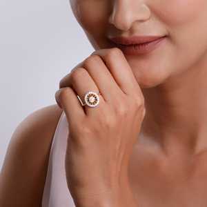 แหวนเพชร bloomwheel สีทองหรูหราเครื่องประดับหรูหราการออกแบบ bloomwheel ทันสมัยพร้อมสายรัดทอง Verdant เหมาะสำหรับสวมใส่ทุกวัน - Product Image 5