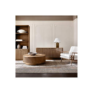 Mesa de centro redonda de madera maciza moderna de la colección Ridgewood Harmony para el hogar, muebles de primera calidad - Product Image 5