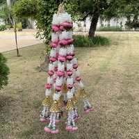 Merah muda putih buatan Mogra karangan bunga mawar dengan bel tradisional pesta gantung pernikahan Diwali dekorasi Natal rajnigandha